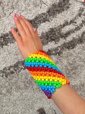 KANDI cuff bracelet RAVE EDM EDC PLUR SCENE burning man pride rainbow girl hand
