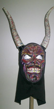 Halloween Adult Rubber Mask - Creepy White Eyed Devil - NWOT