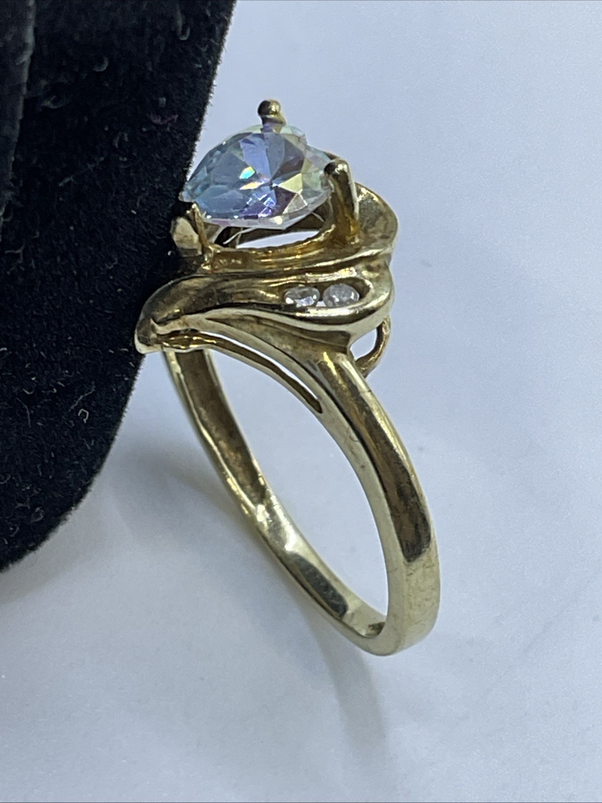 VINTAGE HANDMADE Solid 10K Yellow Ring Mystic CZ … - image 22