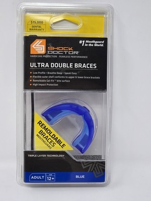 Shock Doctor Ultra Double Braces Moldable Remoldable Mouth Guard Strap