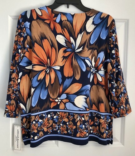 ALFRED DUNNER TOPS PETITE MEDIUM FLORAL PULLOVER 3/4 SLEEVES AUTUMN WEEKEND - Picture 3 of 9
