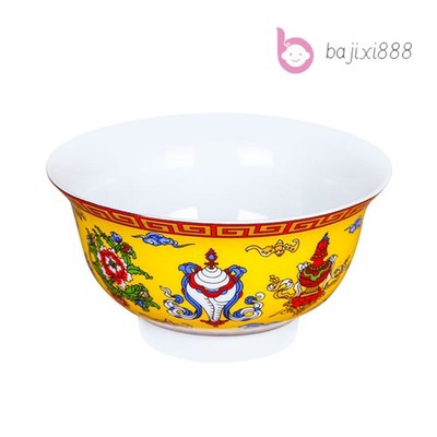 Tibetan Ceramic Glaze Colorful Buddha Bowl Eight Auspicious Bowl Tea Bowl