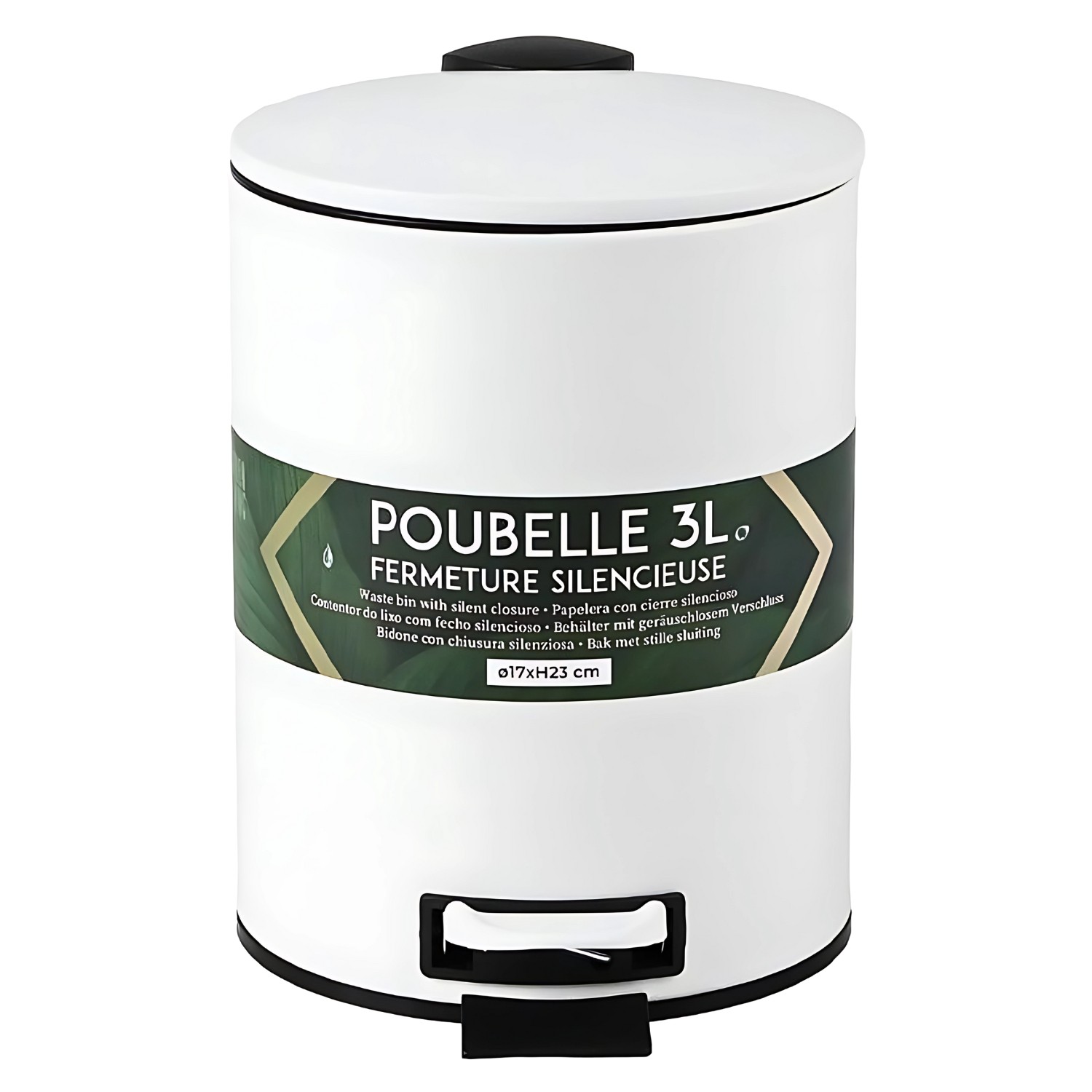 Bathroom Pedal Bin Metal Ivory White w/ Soft Close Lid 3L Rubbish Waste Dustbin