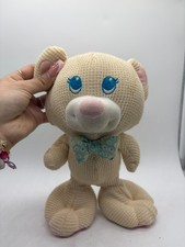 Fisher Price 1994 Plush Cozies Bear Pale Yellow Cream Thermal Waffle Weave Teddy