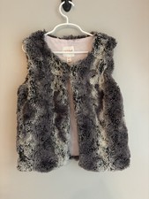 Cat Jack Faux Fur Vest Girls Size Large 10-12 Gray Holiday