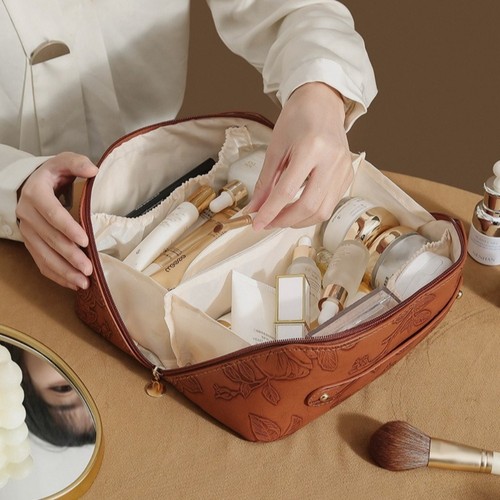 Exquisite Pattern Travel Makeup Bag Vintage Toiletry Organizer Skincare Bag - Picture 5 of 12