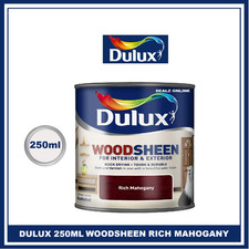 Dulux Woodsheen Rich Mahogany 250ml Wood Stain Varnish Int/Ext Satin Finish