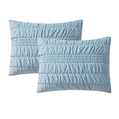Mainstays Solid Teal Zig Zag Stripe Reversible Crystal Mink Pillow Shams, King