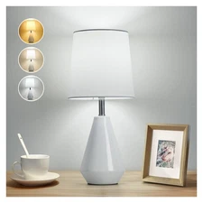Small Bedside Table Lamp for Bedroom - Reading Desk Lamp with 3 Color Tempera...