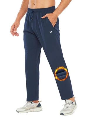 NORTHYARD Herren Thermo Laufhose Winter Gefüttert Wasserabweisend Trainingshose Blau L