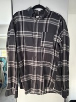 Jack & Jones Men's Grey/Black Check Twill Cotton Long Sleeve Button-Up Shirt