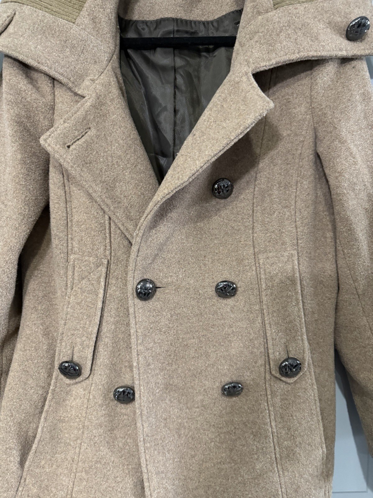 Vintage Calvin Klein Wool Coat Womens 10 Double Breasted Belted 1970s 80s thumbnail 3