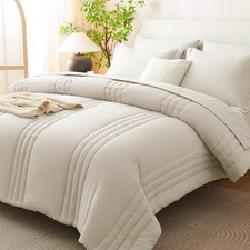 7-Piece California King Comforter Set - Beige Soft Bedding Essentials
