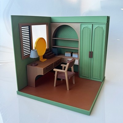 RHF121017 1/12 Miniature Model Dollhouse Vanity  Wardrobe Suitable for Bedroom