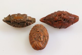 3x Pflaumenkern mit Mikroschnitzerei China (BX3894)