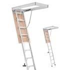 Uimoso Aluminum Folding Attic Ladder for Loft, Adjustable Height 9.8'-10.3'