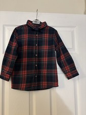 Boys Red Christmas Tartan Shirt With Bow Tie Age 4-5 Years Matalan Worn Once