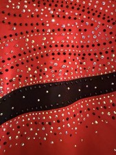 Quatro gymnastics dance Leotard Child Medium RHINESTONES Red Black