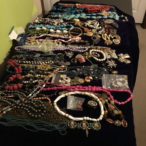 New ListingLot #2. Of Vtg Mix of Costume Jewelry, Rheinstones.necklaces, Ear Ring, Rings +