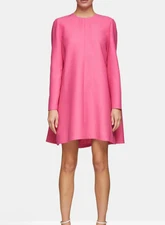 Valentino Garavani Pink  Wool and Silk-Blend Grain De Poudre Mini Dress Size 44