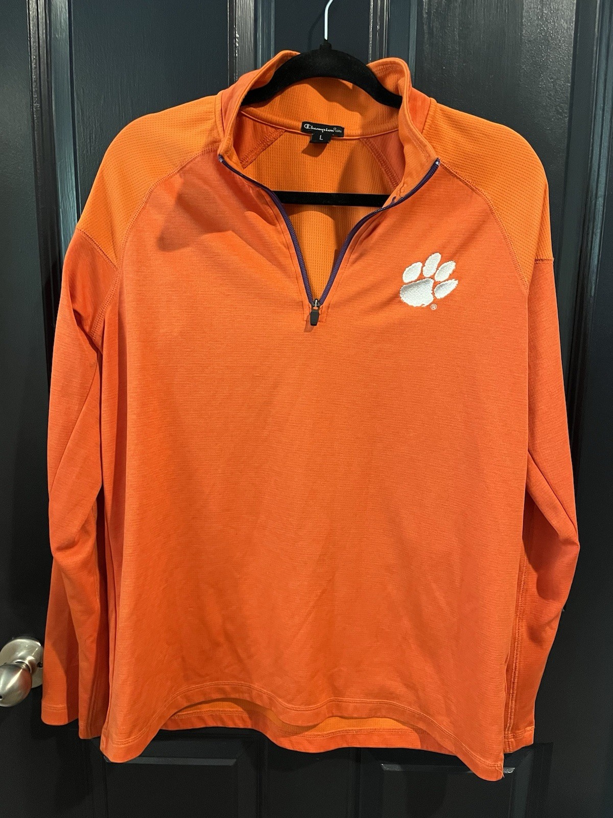 Clemson Tigers, Champion  Men's L  1/4 Zip Mock Neck Long Sleeve Pullover Top