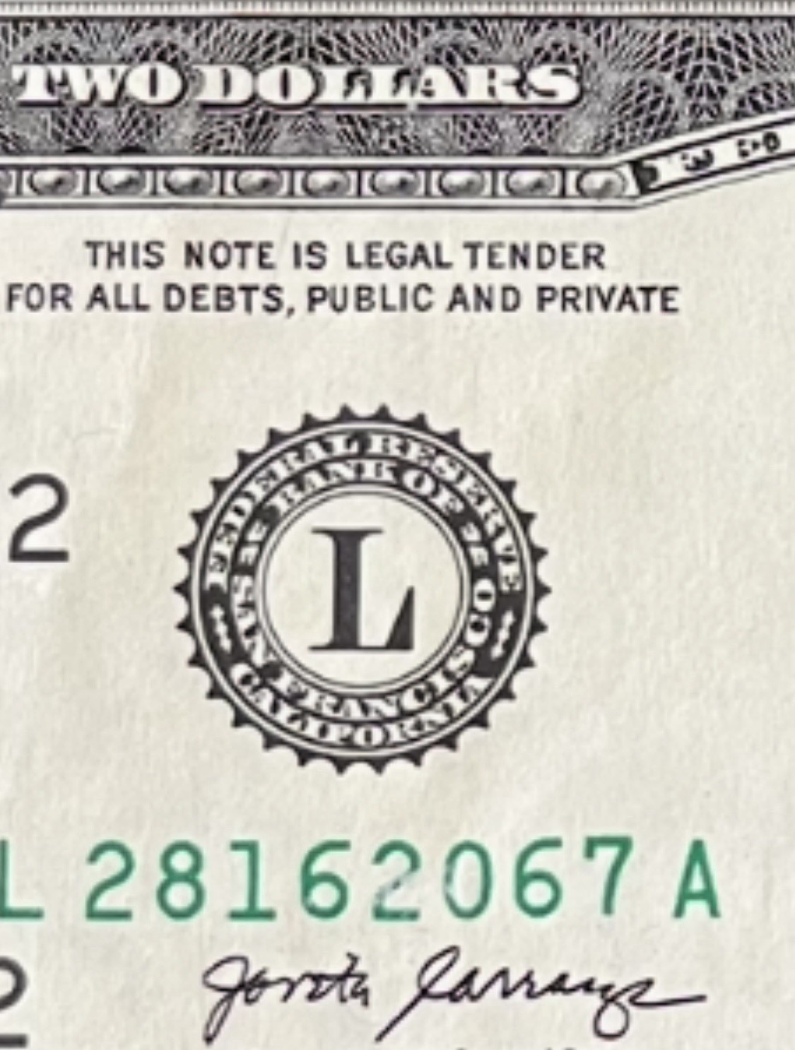 ERROR $2 DLL BILL - INSUFFICIENT INK "2 & 0", OVER INK "8 & 1", 2017A, CIRC.