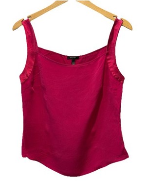 Escada Shell Tank Size EU 38 Size S Raspberry 100% Silk Satin Arm Trim Top