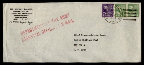 DR WHO 1948 APO 206 ATHENS GREECE ESSENTIAL OFFICIAL AIRMAIL PREXIE M40811
