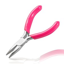 LEONTOOL Mini Long Nose Pliers - 3 Inch Chain for Jewelry Pink