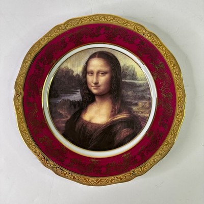 Decorative Plate With Mona Lisa Print and Gold Trim, Limoges France, 22K