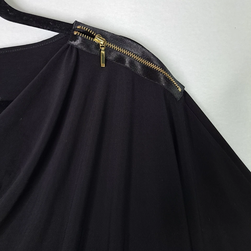 Elementz Woman Top Womens 2X Black Cowl Neck Gold Zipper Shoulder Detail Chic - Image 4 of 4