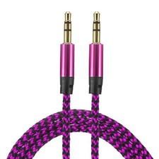 Aux Cable 3.5mm Male to Male Nylon Braided 3Ft Auxiliary Cord Rose Red