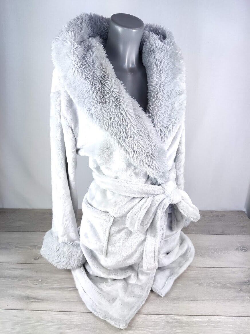 Fluffy chevron midi dressing gown | Boux Avenue UK