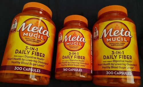 3 Pack Metamucil Meta Mucil 3 in 1 Capsules 760 TOTAL Fiber Digestive Health