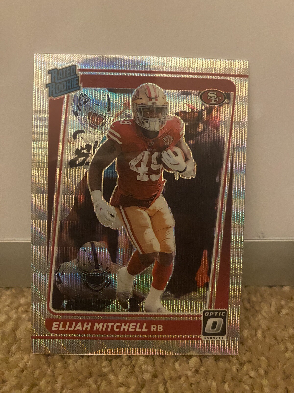 ELIJAH MITCHELL 2021 Optic Premium 49ers 291 Rated Rookie SILVER WAVE PRIZM /299