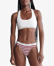 Calvin Klein Women's Carousel Logo Cotton Thong Panty 3-Pack, Multicolor, XL