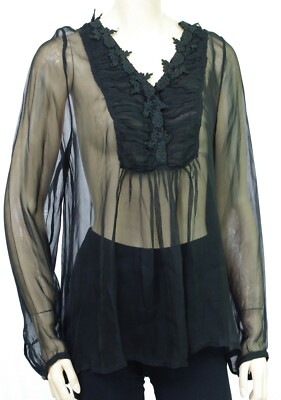 Icode womens veil shirt blouse black I code by IKKS size 2XL