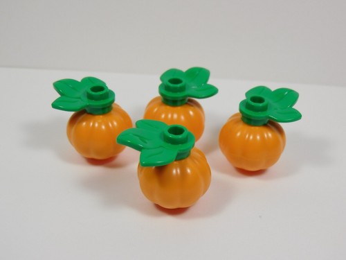 LEGO 4 Orange Pumpkins w/ Leaf Food Accessory Minifig Q5