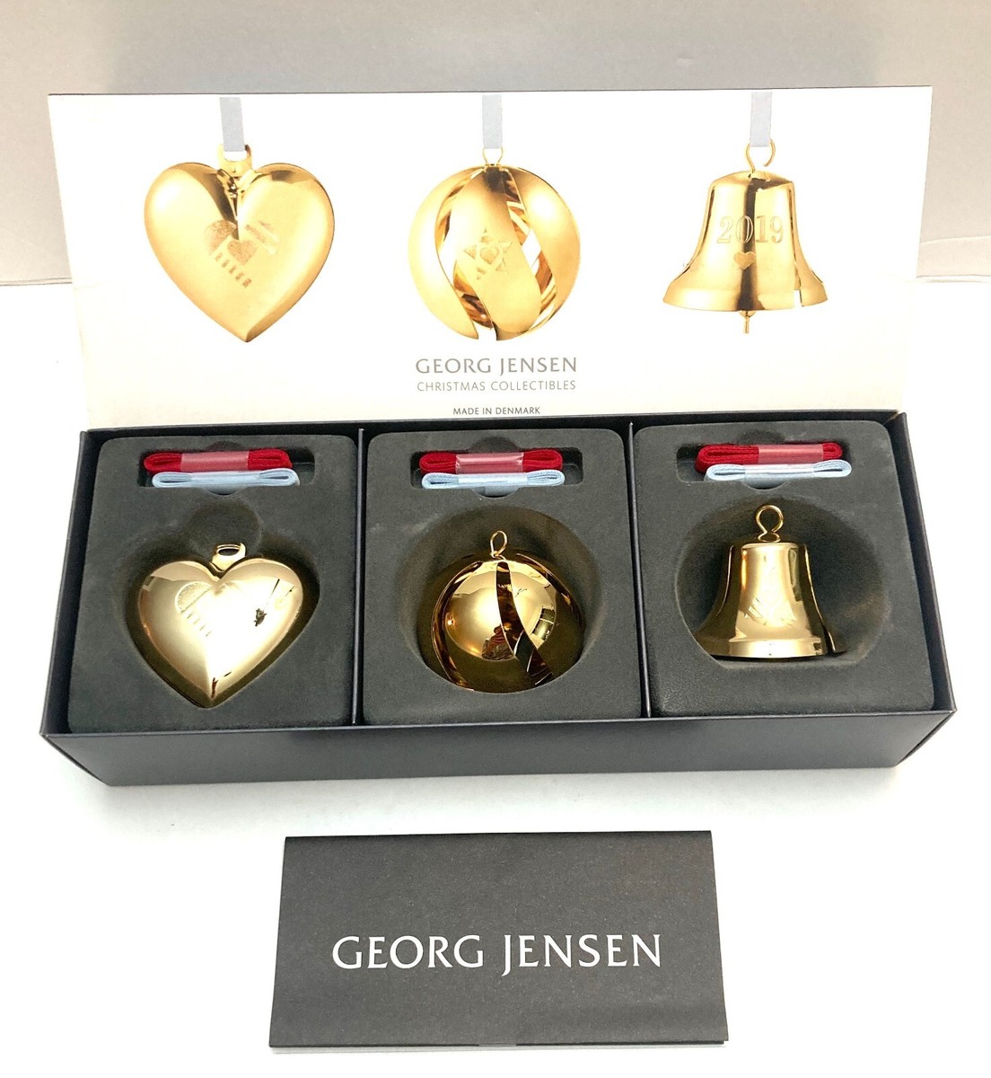 GEORG JENSEN 18K GOLD PLATED 2019 CHRISTMAS ORNAMENTS 3 PCS SET GEORG JENSEN 18K GOLD PLATED 2019 CHRISTMAS ORNAMENTS 3 PCS SET