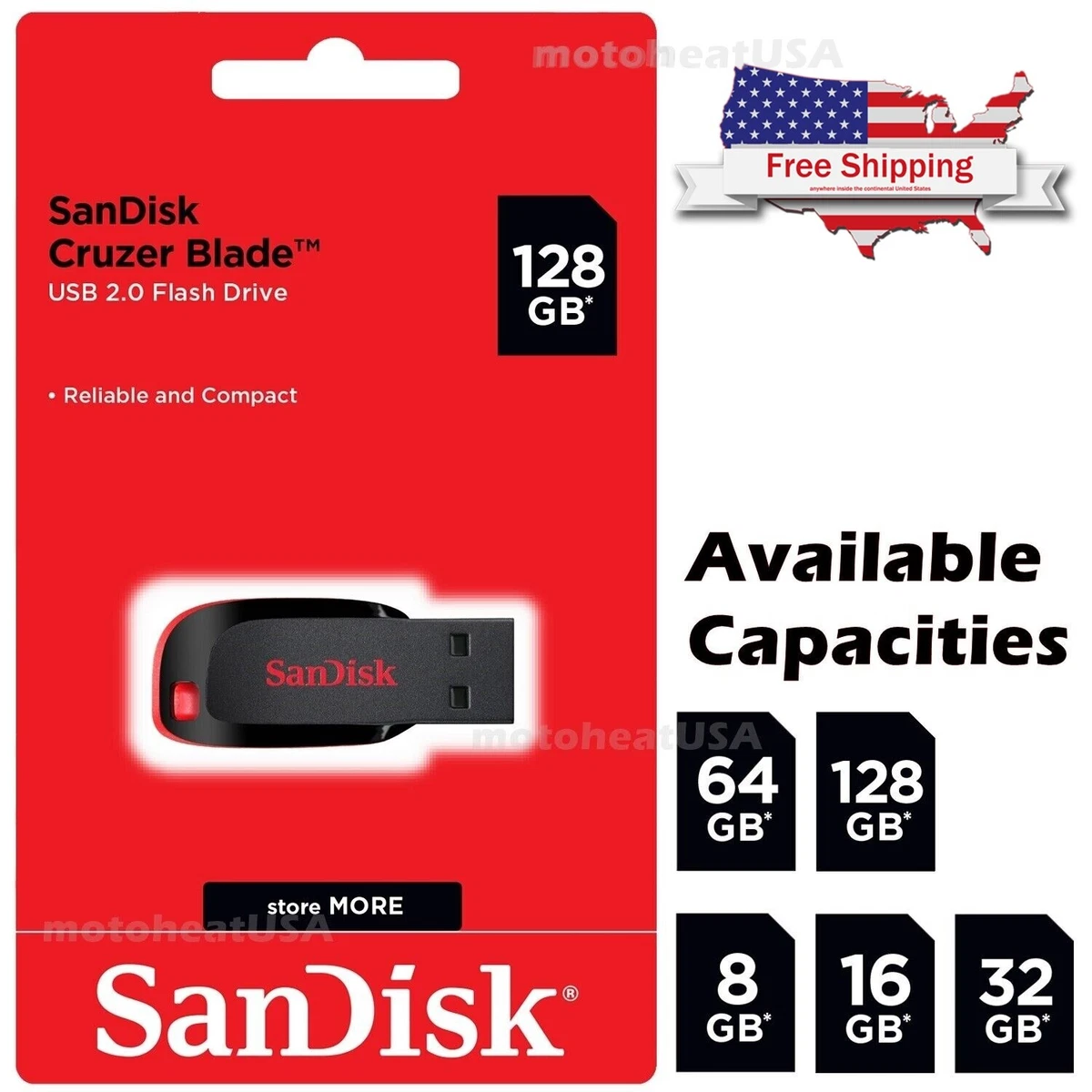 Sandisk 16GB 32GB 64GB 128GB Cruzer Blade Flash Drive Memory Stick USB Lot  Pack