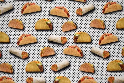 🆕️NEW ETON TACO & BURRITO Print 100% SILK Pocket Square Handkerchief ITALY - Picture 3 of 6