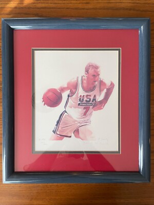 1992 Larry Bird USA Olympic NBA Lithograph Signed By Daniel Smith #105/450