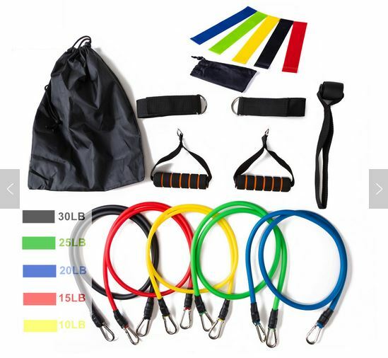 17Pcs Exercise Band Resistance Kit, Home/Office Workout Set,