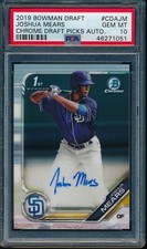 PSA 10 JOSHUA MEARS AUTO 2019 Bowman Chrome Draft Autograph Rookie RC GEM MINT