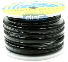 0 Gauge 25Feet Black Amplifier Power/Ground Wire 0 Gauge Premium Wire Cable
