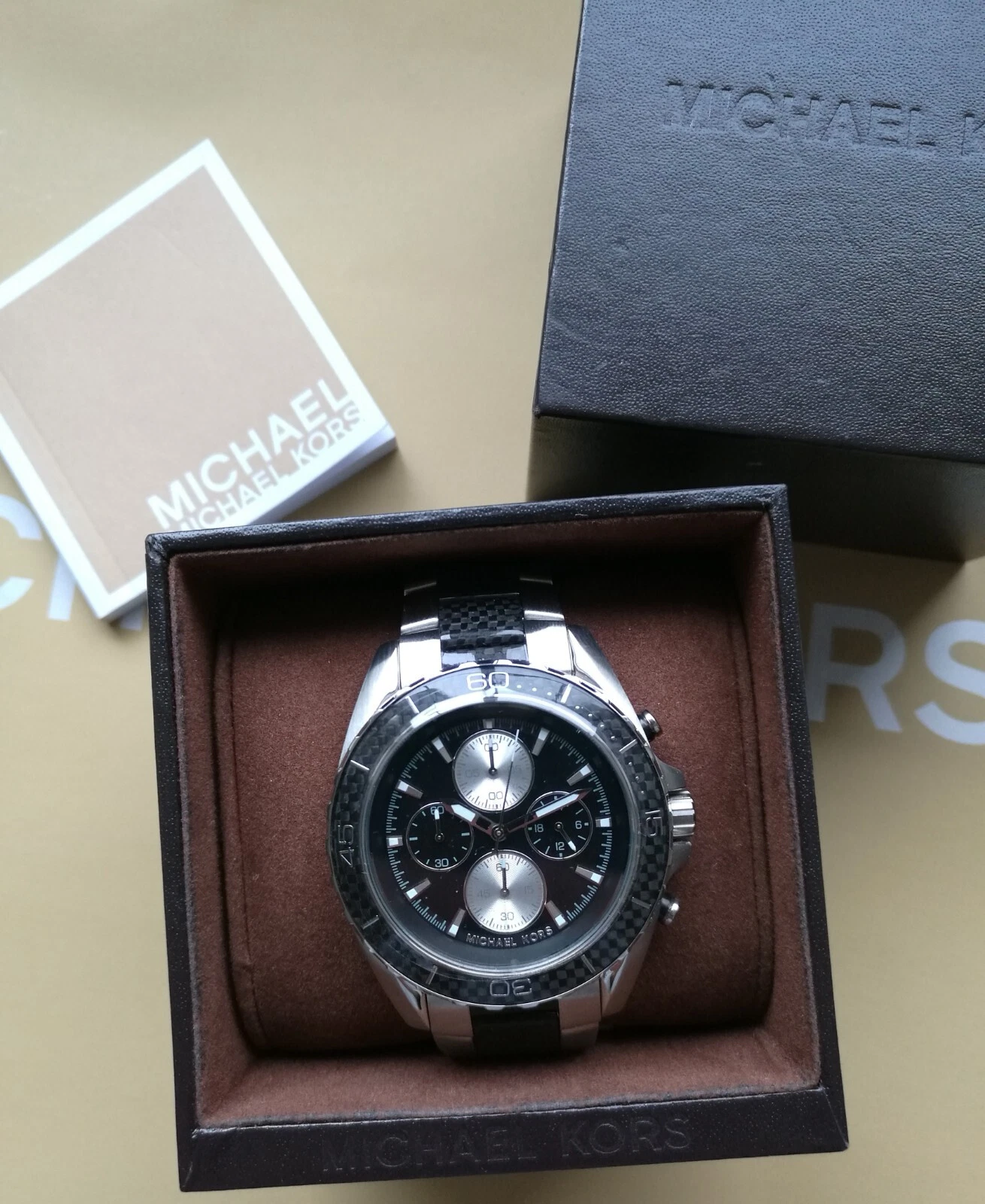 Orologio da uomo Michael Kors MK8454 Jetmaster Cronografo Inox Nuovo prezzo al dettaglio al dettaglio $495