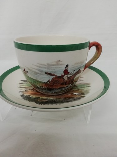 COPELAND SPODE TEACUP & SAUCER HUNTING SCENES "LEAPING THE BROOK" & "GONE AWAY" - Picture 8 of 8