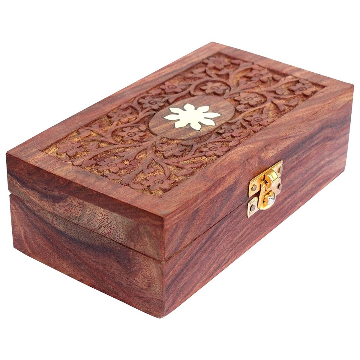 Wooden Jewellery Box for Women Jewel Organizer Flower Handmade