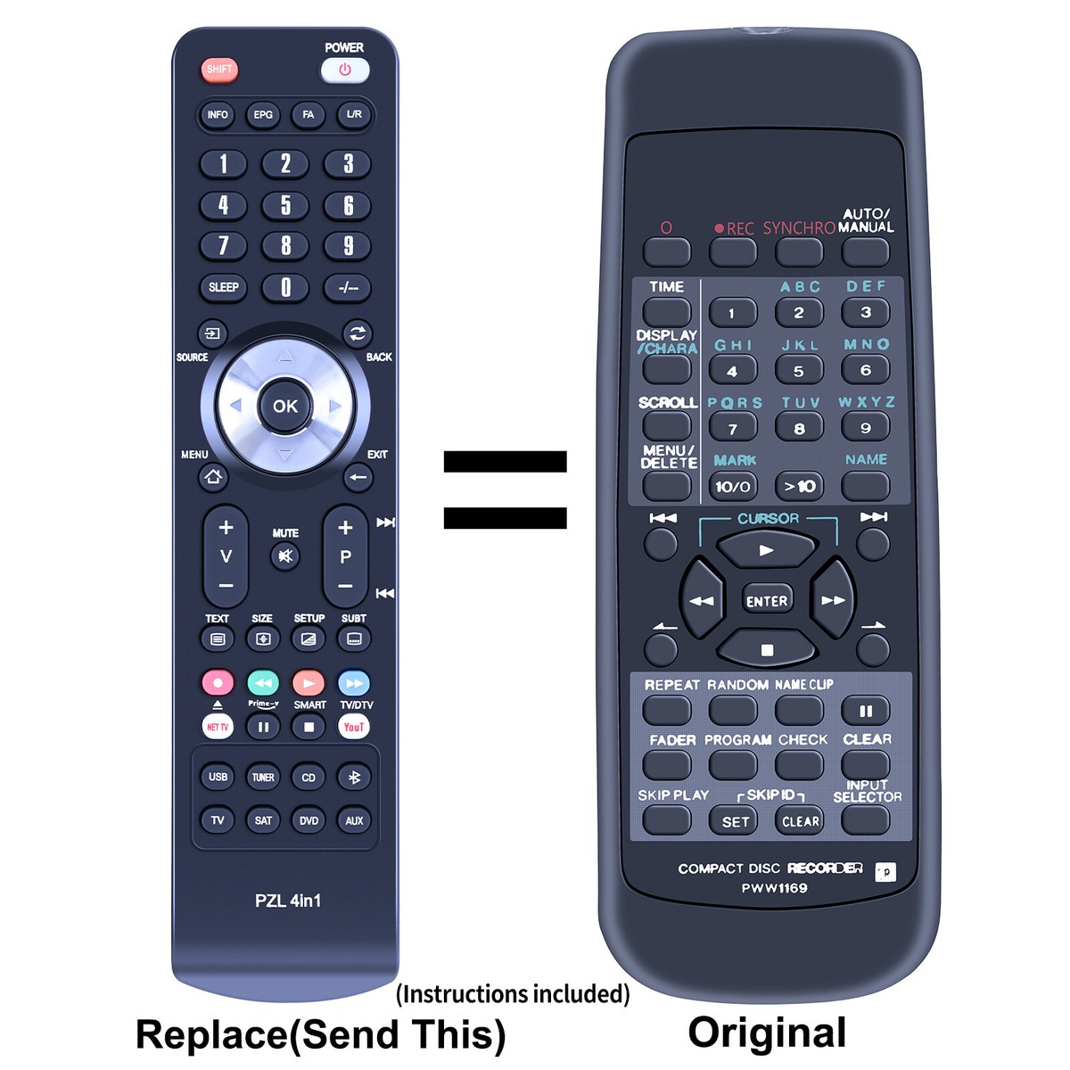 New PWW1169 Replacement Remote Control For Pioneer PDR-609 CD