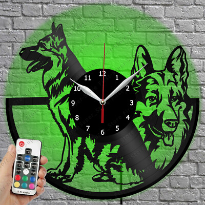 LED Clock German Shepherd Vinyl Record Wall Clock Led Light Wall Clock 3146
